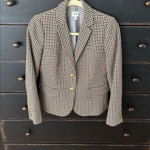 J. Crew Classic Houndstooth Blazer with Gold Accents
